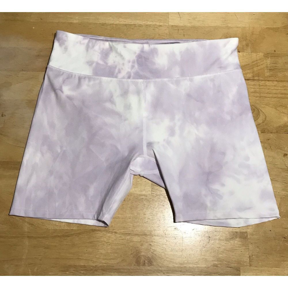 NWT KIMBERLY C Purple Gray Marble Tie Die Biker Athletic Shorts Women's XL